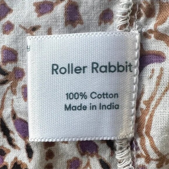 Roller Rabbit Women's White w/Purple Floral Print LAURA Blouse, Size Medium - Picture 8 of 10